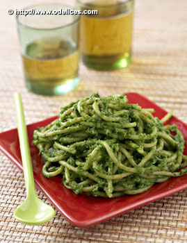 spagettis aux pois et epinards